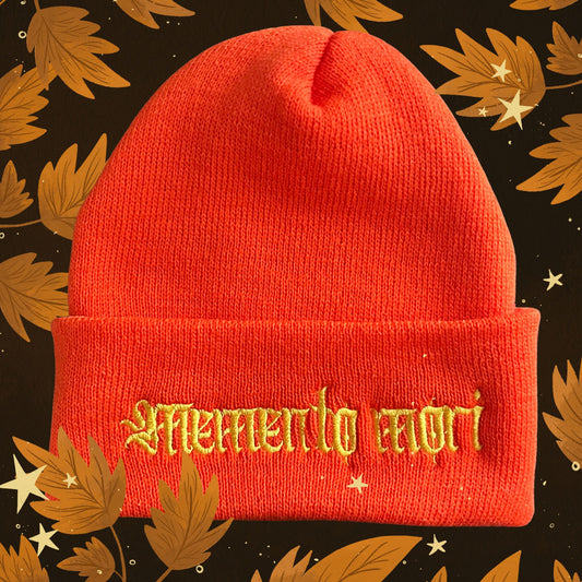 Orange Memento Mori Beanie