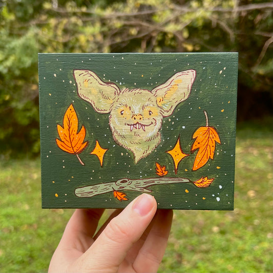 Handpainted Vampire Bat Box-Autumn Leaves