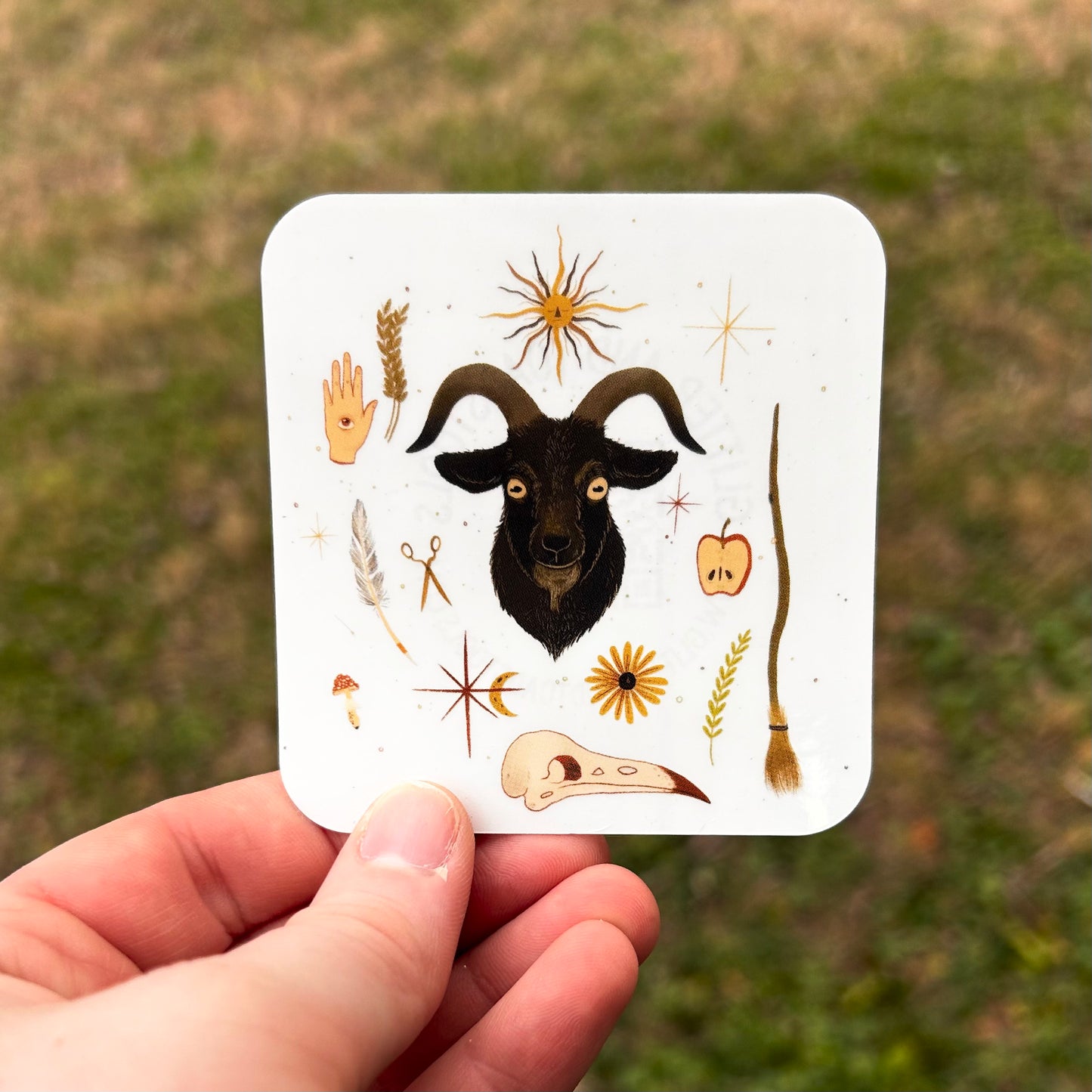 Clear Folk Horror Goat Sticker