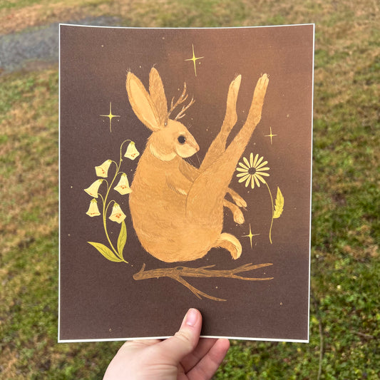 Floral Jackalope Print