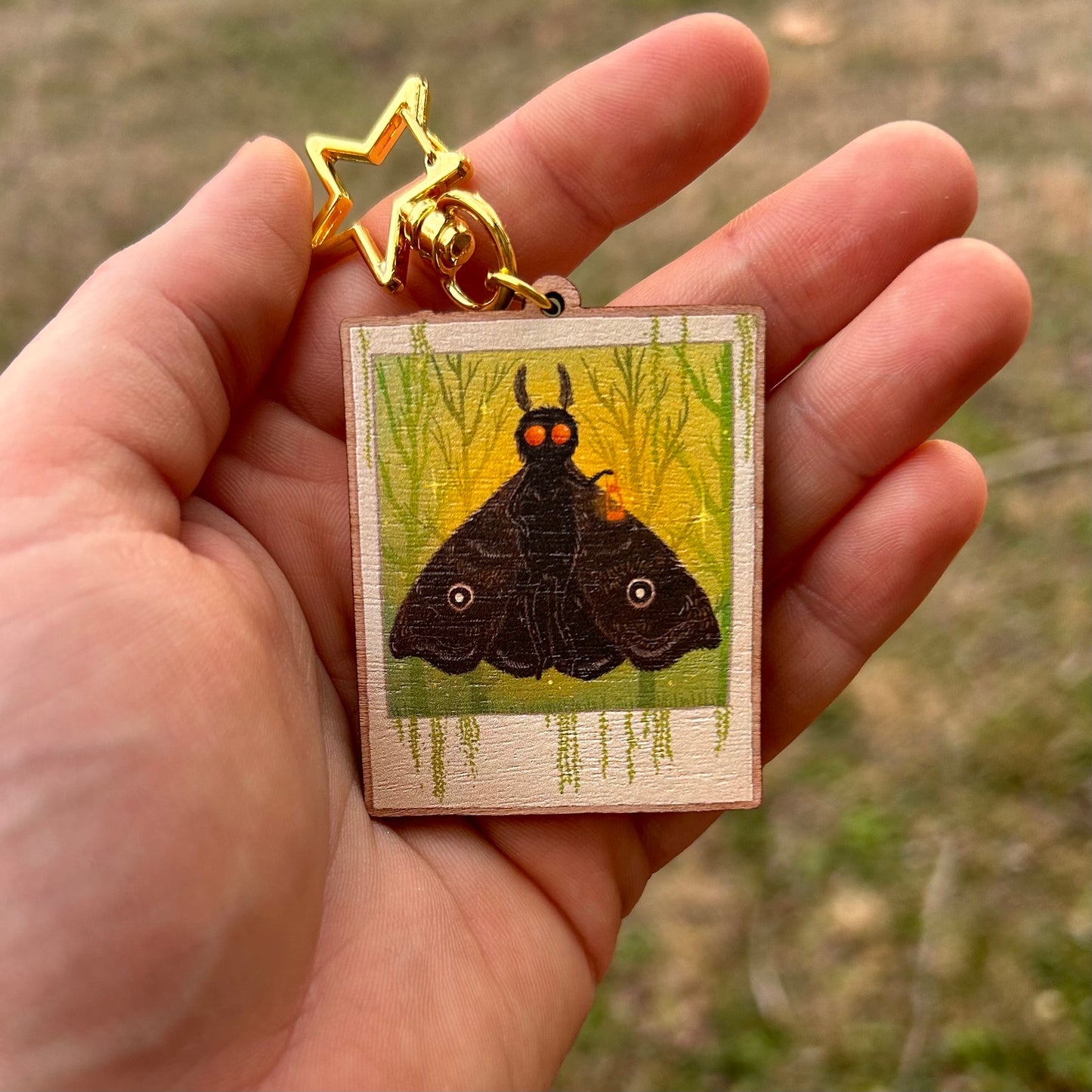 Swamp Mothman Polaroid Keychain