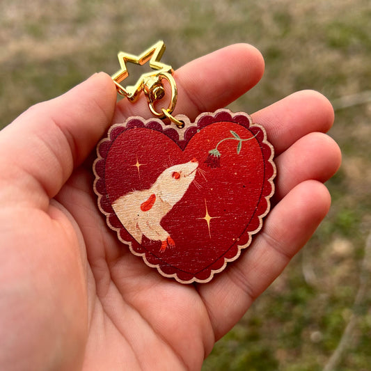 La Vie En Rose Albino Rat Keychain