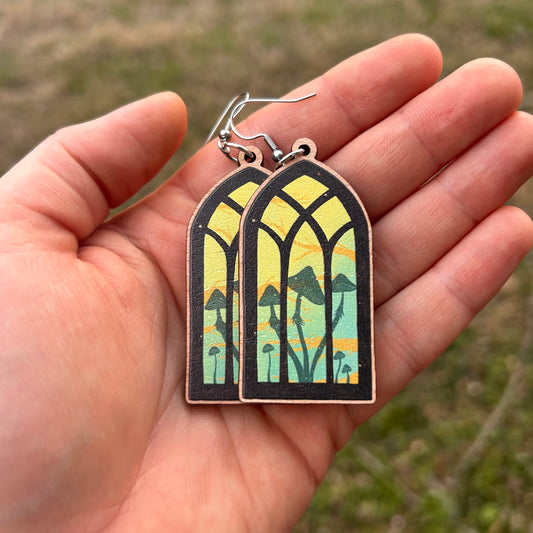 Mushroom Stainedglass Window Earrings