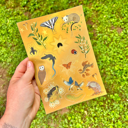 Shimmery Southern Critters Sticker Sheet