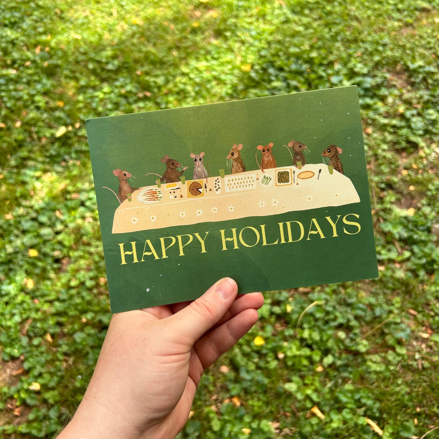 Happy Holiday Mouse Family Dinner Card